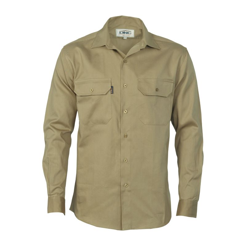DNC - Cotton Drill Work Shirt (Long Sleeve) - 3202 - Workwear Guys